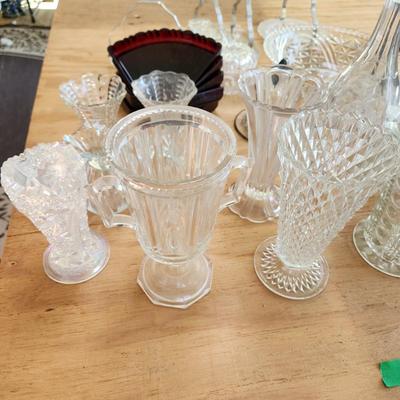 Lot of Mixed Glass Devil Eggs Plate Vases bowls Trays