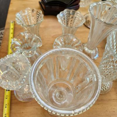 Lot of Mixed Glass Devil Eggs Plate Vases bowls Trays
