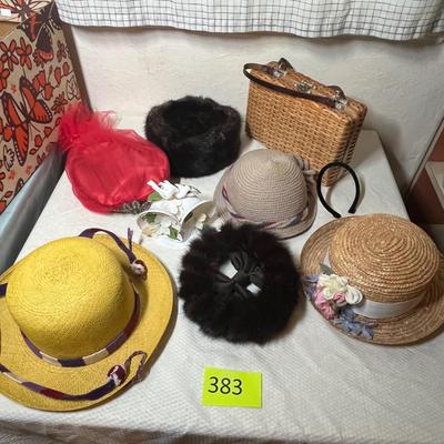 Lot 383 Vintage hats & purse