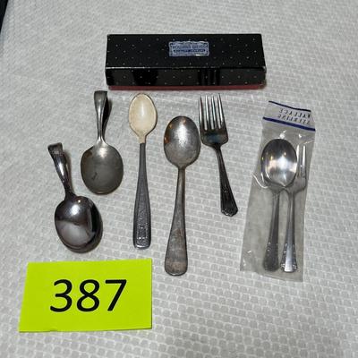 Lot 387 Silver Plate baby utensils