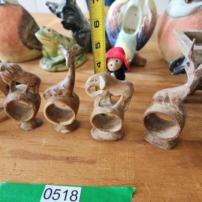 Collectible Lot , Dogs napkin Holders, Metal Elephant Birds, Teddy Bear, Frog