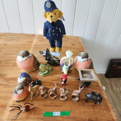 Collectible Lot , Dogs napkin Holders, Metal Elephant Birds, Teddy Bear, Frog