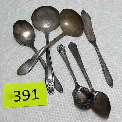 Lot 391 Silver plate serving pieces