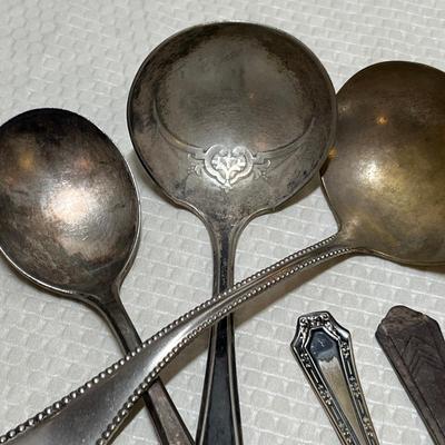 Lot 391 Silver plate serving pieces