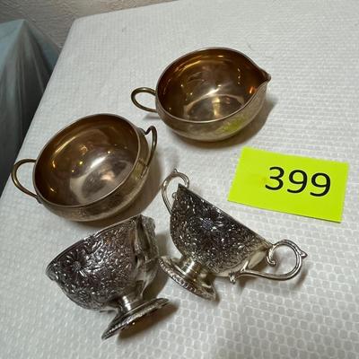 Lot 399 Silver Plate Cream & sugars