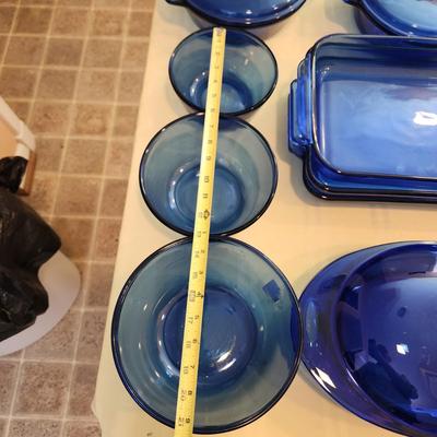 Lot of Blue Glass cookware Anchor Hocking Pyrex