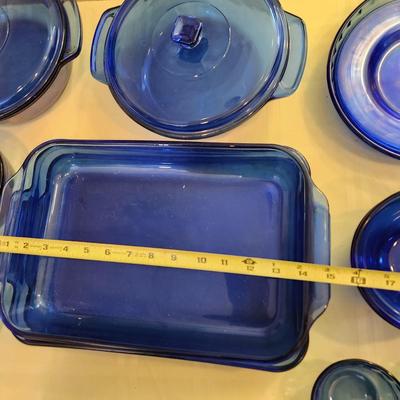 Lot of Blue Glass cookware Anchor Hocking Pyrex