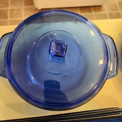 Lot of Blue Glass cookware Anchor Hocking Pyrex