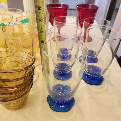Mixed Lot of Color Glassware Yellow, Red, , Milk