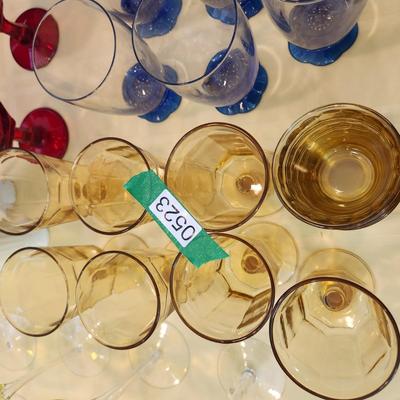 Mixed Lot of Color Glassware Yellow, Red, , Milk
