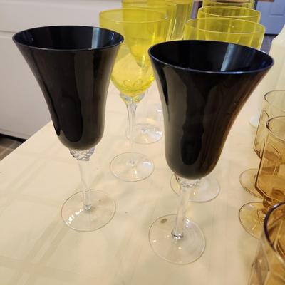 Mixed Lot of Color Glassware Yellow, Red, , Milk