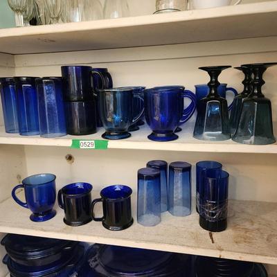 Lot of Blue Glasses , Mugs