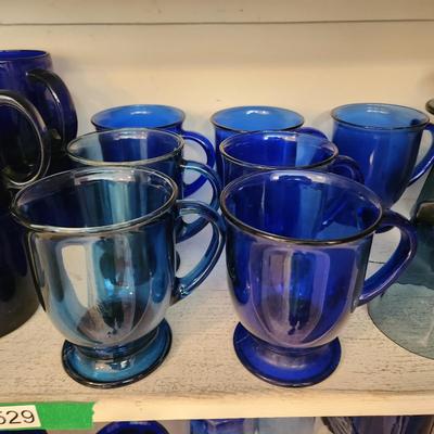 Lot of Blue Glasses , Mugs