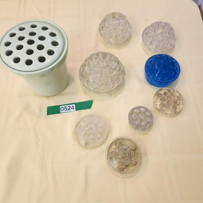 Lot of 9 Glass Flower Frogs