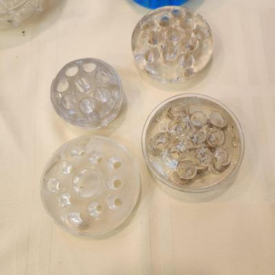 Lot of 9 Glass Flower Frogs