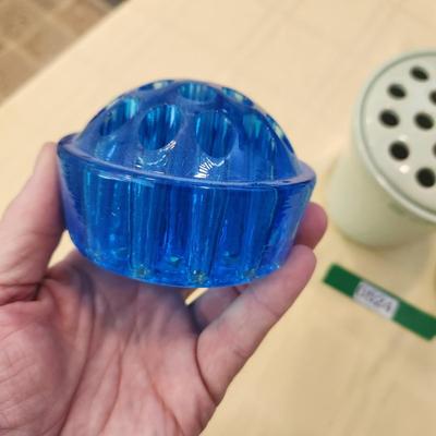 Lot of 9 Glass Flower Frogs