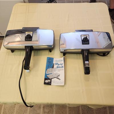 2 Vintage Electric Sunbeam party Grill with Booklet 1950's 60's