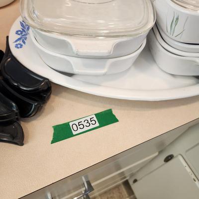 Large Collection of Corning Ware , Coffee Pots , Platter, Dishes