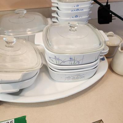 Large Collection of Corning Ware , Coffee Pots , Platter, Dishes