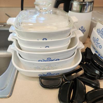 Large Collection of Corning Ware , Coffee Pots , Platter, Dishes