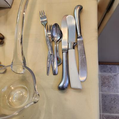 Kitchen Drawer Lot , Knives, forks, Spoons Cutco nutcrackers, Wine openers and more