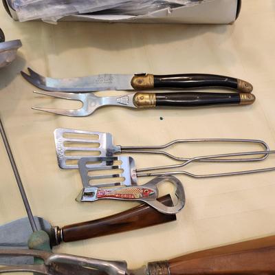 Kitchen Drawer Lot , Knives, forks, Spoons Cutco nutcrackers, Wine openers and more