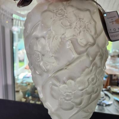 Lot of 6 Art Glass Vases, Carnival Candy Dish ,Hand Painted Fenton