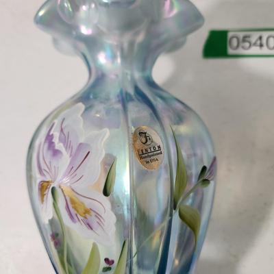 Lot of 6 Art Glass Vases, Carnival Candy Dish ,Hand Painted Fenton