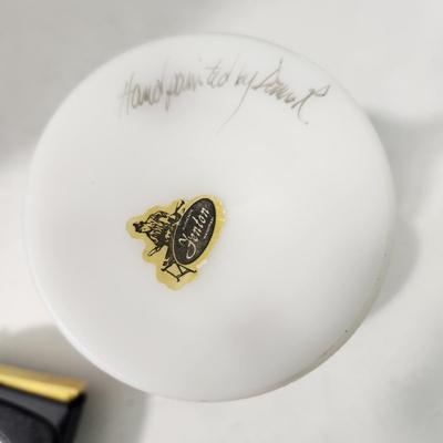 Lot of 6 Art Glass Vases, Carnival Candy Dish ,Hand Painted Fenton