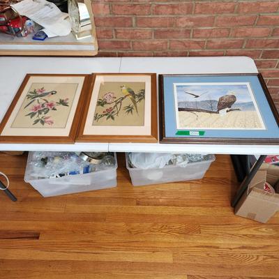 3 Pieces Wall Art Bald Eagle, 2 Parrots