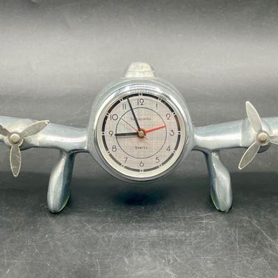 Silver-tone Airplane Desk Clock