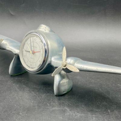 Silver-tone Airplane Desk Clock