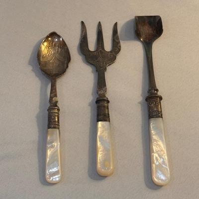 Mother of Pearl Serving Utensils and Antler Carving Set (K-DZ)