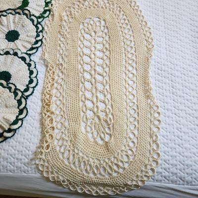 Lot of Doilies Crocheted table runners and more