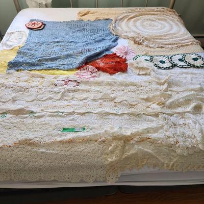 Lot of Doilies Crocheted table runners and more