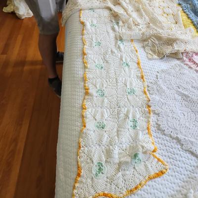 Lot of Doilies Crocheted table runners and more