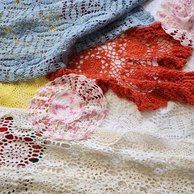 Lot of Doilies Crocheted table runners and more