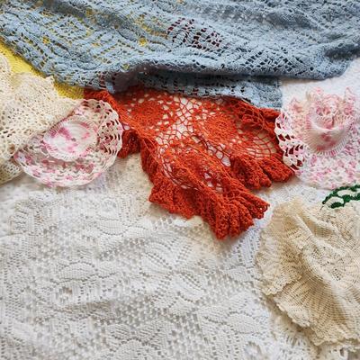 Lot of Doilies Crocheted table runners and more