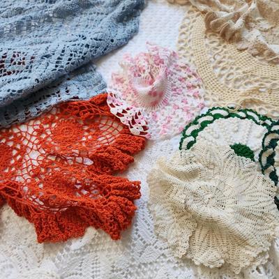 Lot of Doilies Crocheted table runners and more