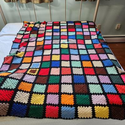 2 Handmade Granny Square Patchwork Afghan