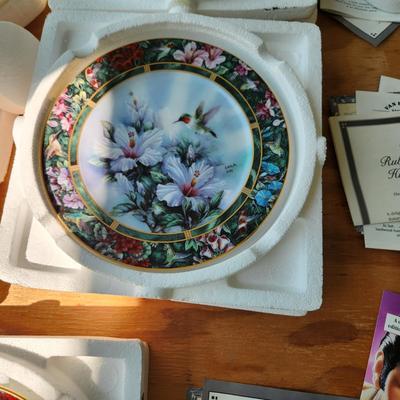 Lot of 7 Collectible Plates Lenox Birds, Bradex hummingbird,