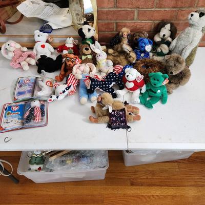 Large Plush Animal Lot , Ty Beanie Babies, J.B. Bean ,