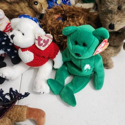 Large Plush Animal Lot , Ty Beanie Babies, J.B. Bean ,