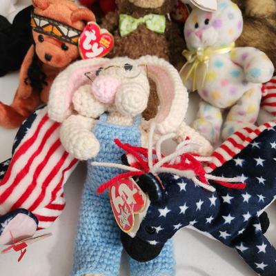 Large Plush Animal Lot , Ty Beanie Babies, J.B. Bean ,