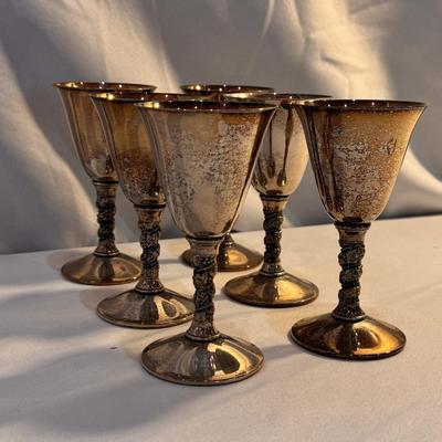 Silver Plated Grapevine Goblets, Decanter Coasters, and Condiment Holder (K-DZ)