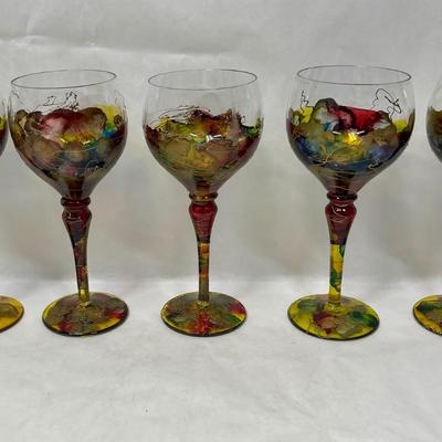 5 Multicolored wine glasses