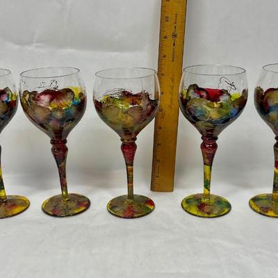 5 Multicolored wine glasses