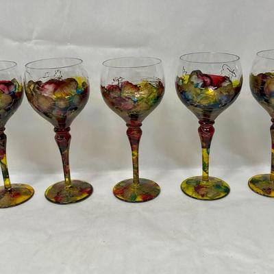 5 Multicolored wine glasses