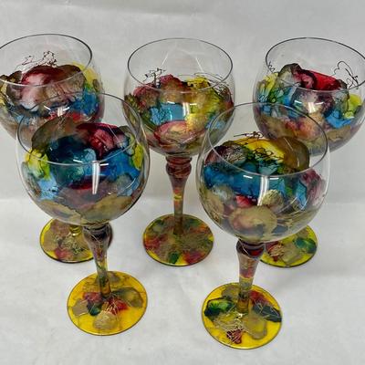 5 Multicolored wine glasses