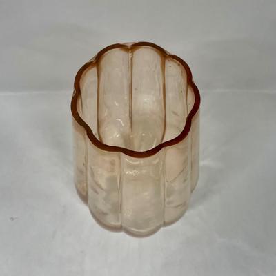 Peachy Pink Fluted Glass Vase